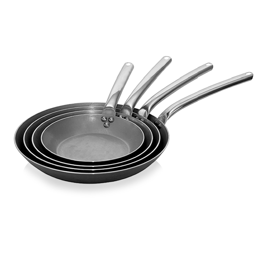 de Buyer 5130.28 Carbone Plus Round Frying Pan with Stainless Steel Cold Handle 28 cm Diameter