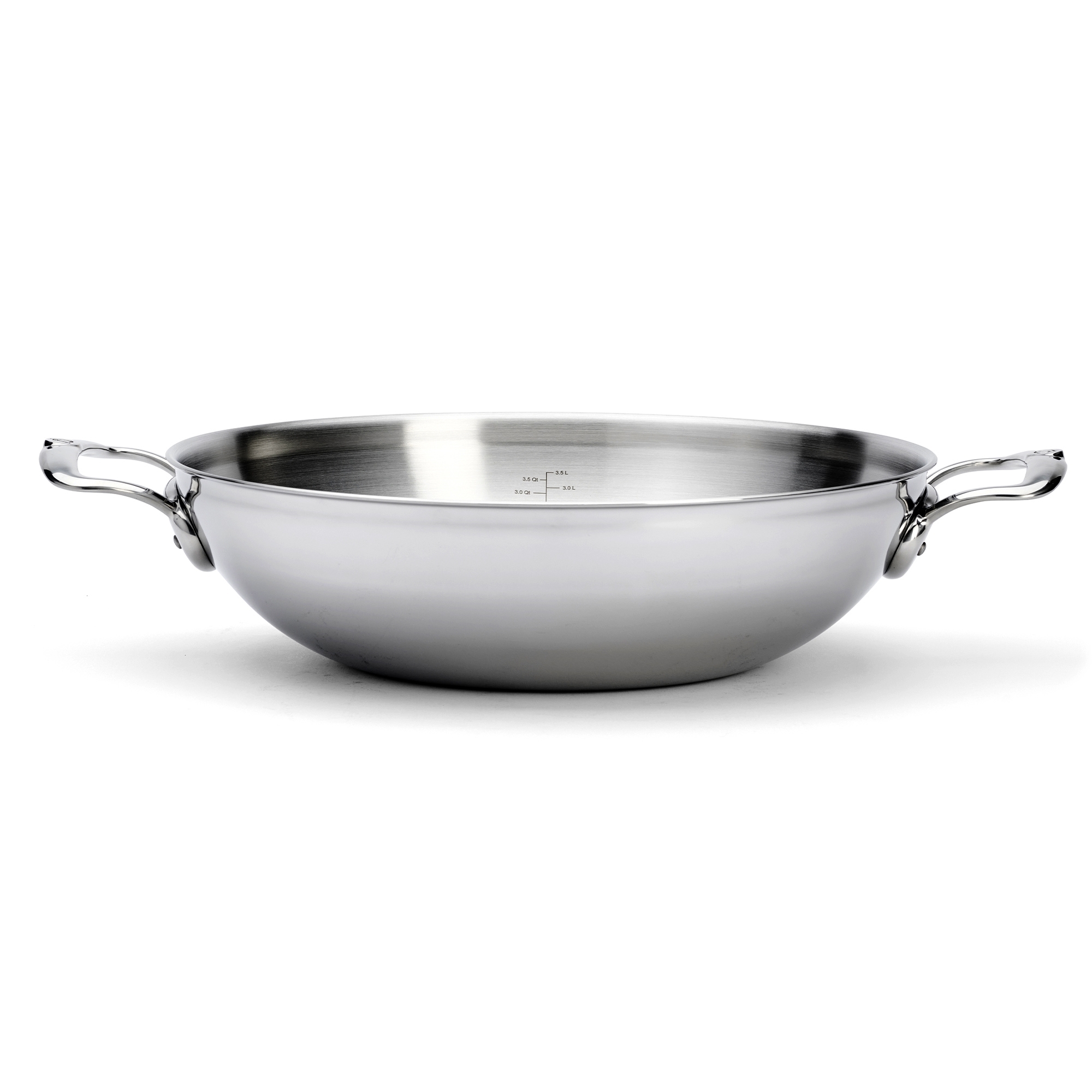 Runde Edelstahl Wokpfanne mit zwei Griffen