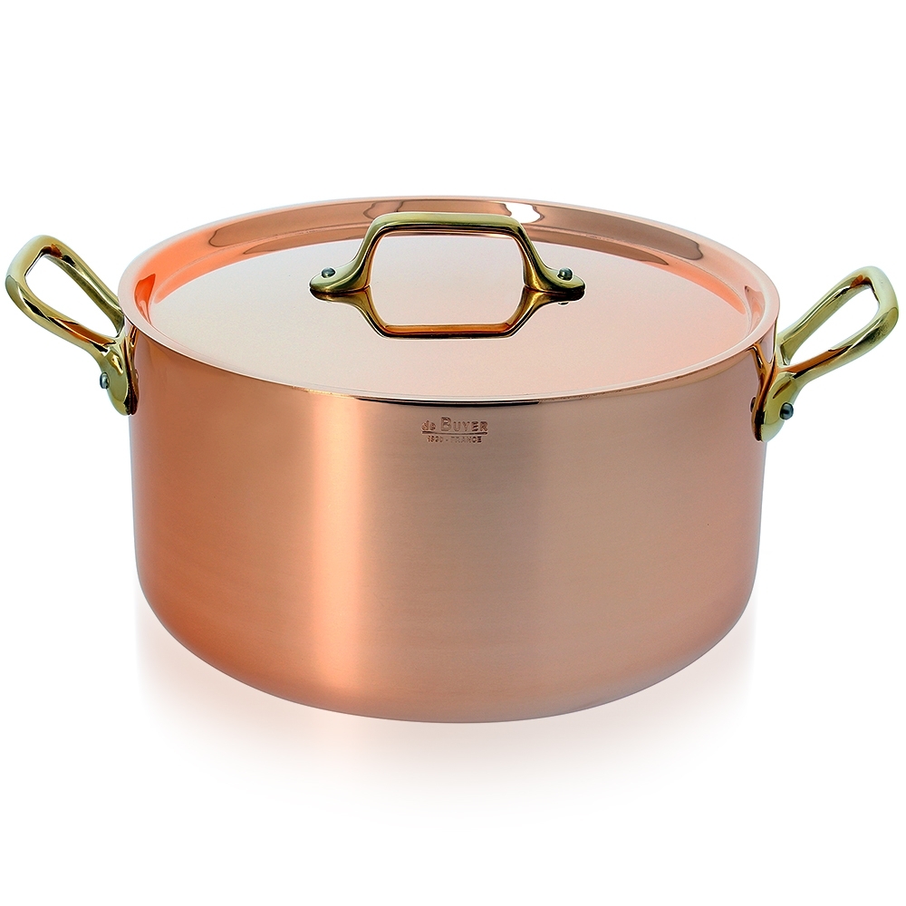 de Buyer - Bratentopf mit Deckel und Messinggriffen de Buyer - Bratentopf mit Deckel und Messinggriffen