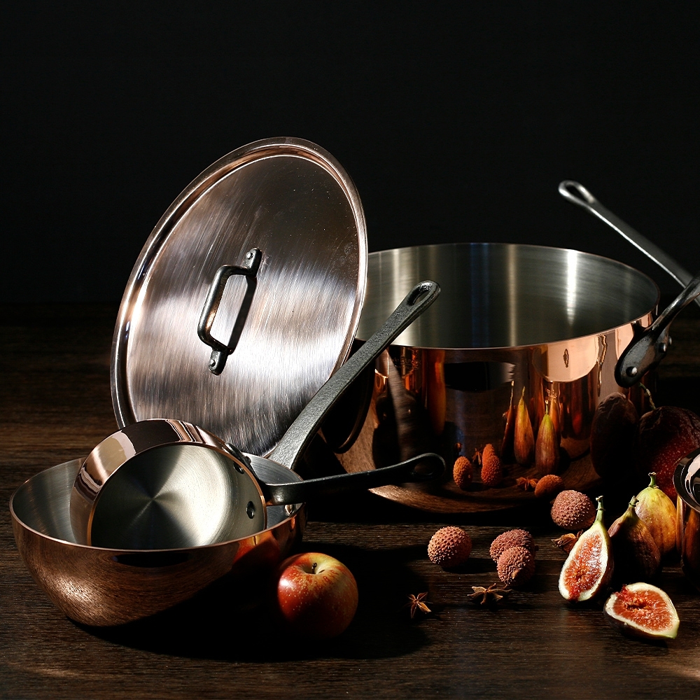 de Buyer - Copper Cookware Set of 3 - Prima Matera - Cast iron handles de Buyer - Copper Cookware Set of 3 - Prima Matera - Cast iron handles