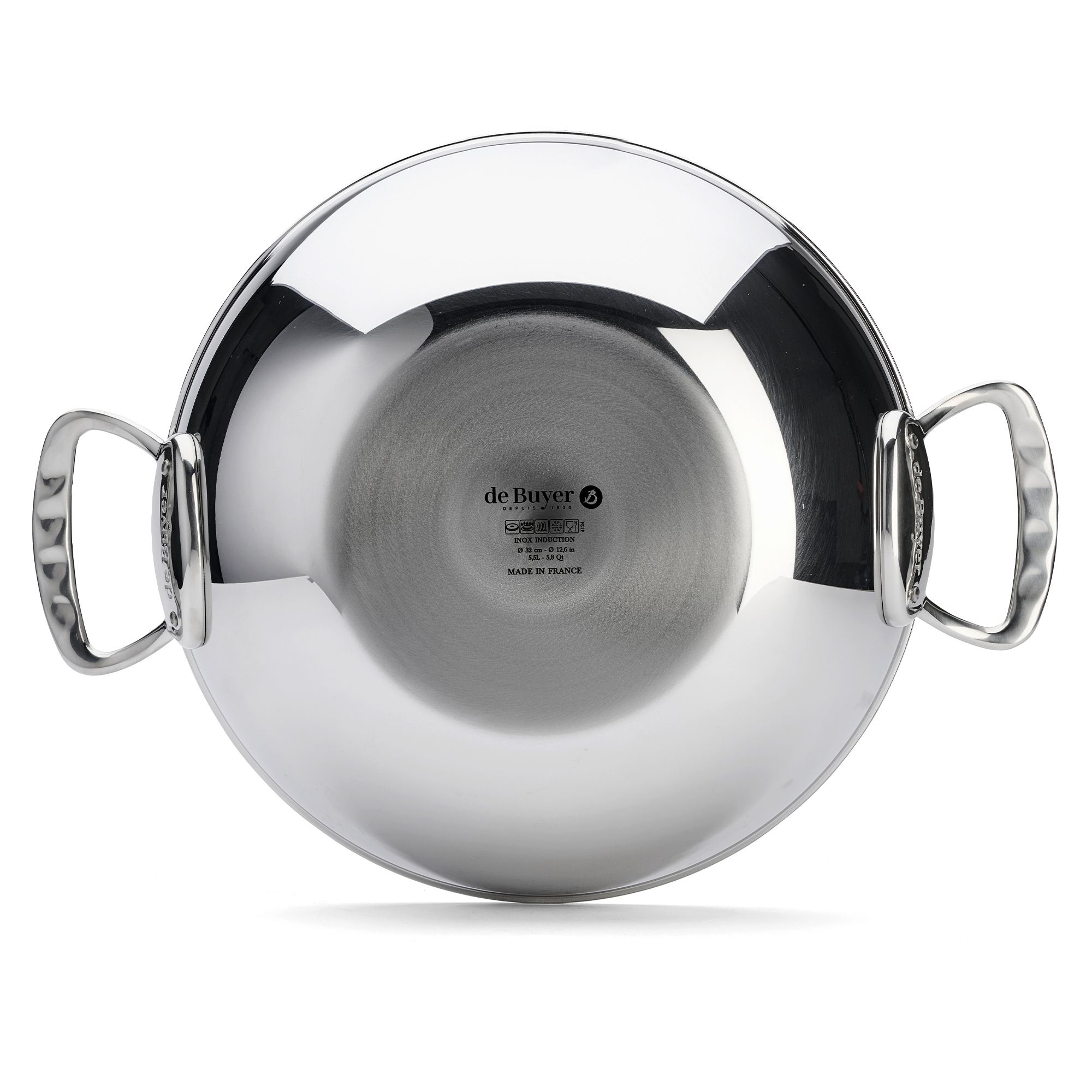 Runde de Buyer Edelstahl-Wokpfanne mit zwei Griffen