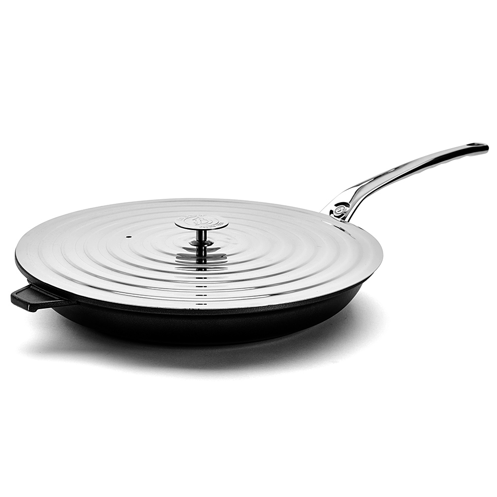 de Buyer 5130.28 Carbone Plus Round Frying Pan with Stainless Steel Cold Handle 28 cm Diameter