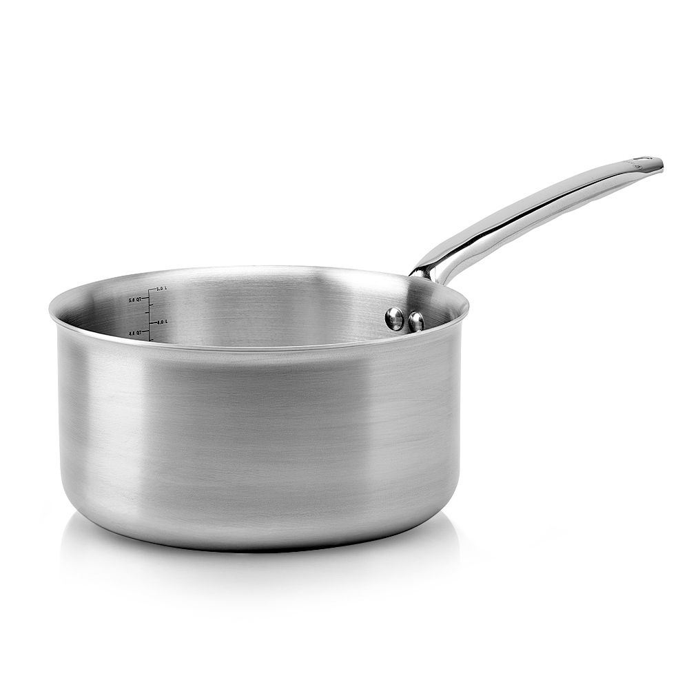 Premium 18/10 Stainless Steel Stockpot Milk Pan with Glass Lid,1.6-Quart  Sauce Pan Professional Cooking Pot Cookware with Long Heatproof Handle,Easy