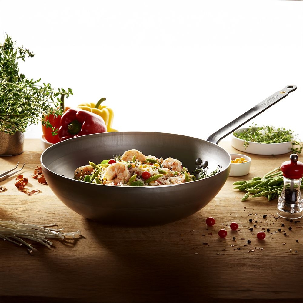 de Buyer - Mineral B - Curved steel wok with handle - 28 cm de Buyer - Mineral B - Curved steel wok with handle - 28 cm