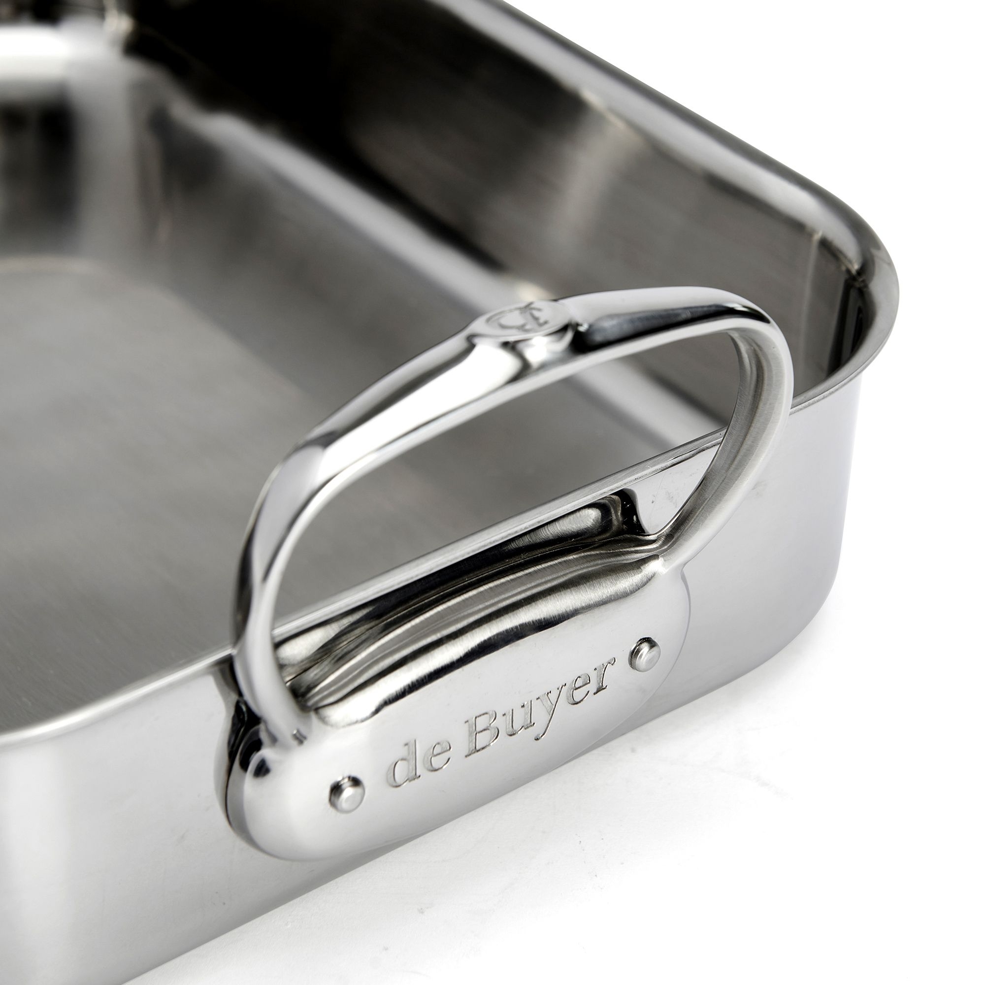Rectangular de Buyer stainless steel roasting pan with handl