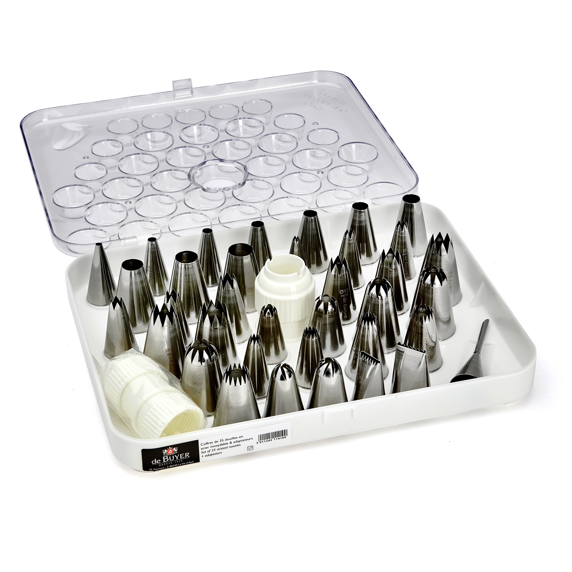 de Buyer - Set of 35 pastry nozzles + 2 adaptators de Buyer - Set of 35 pastry nozzles + 2 adaptators