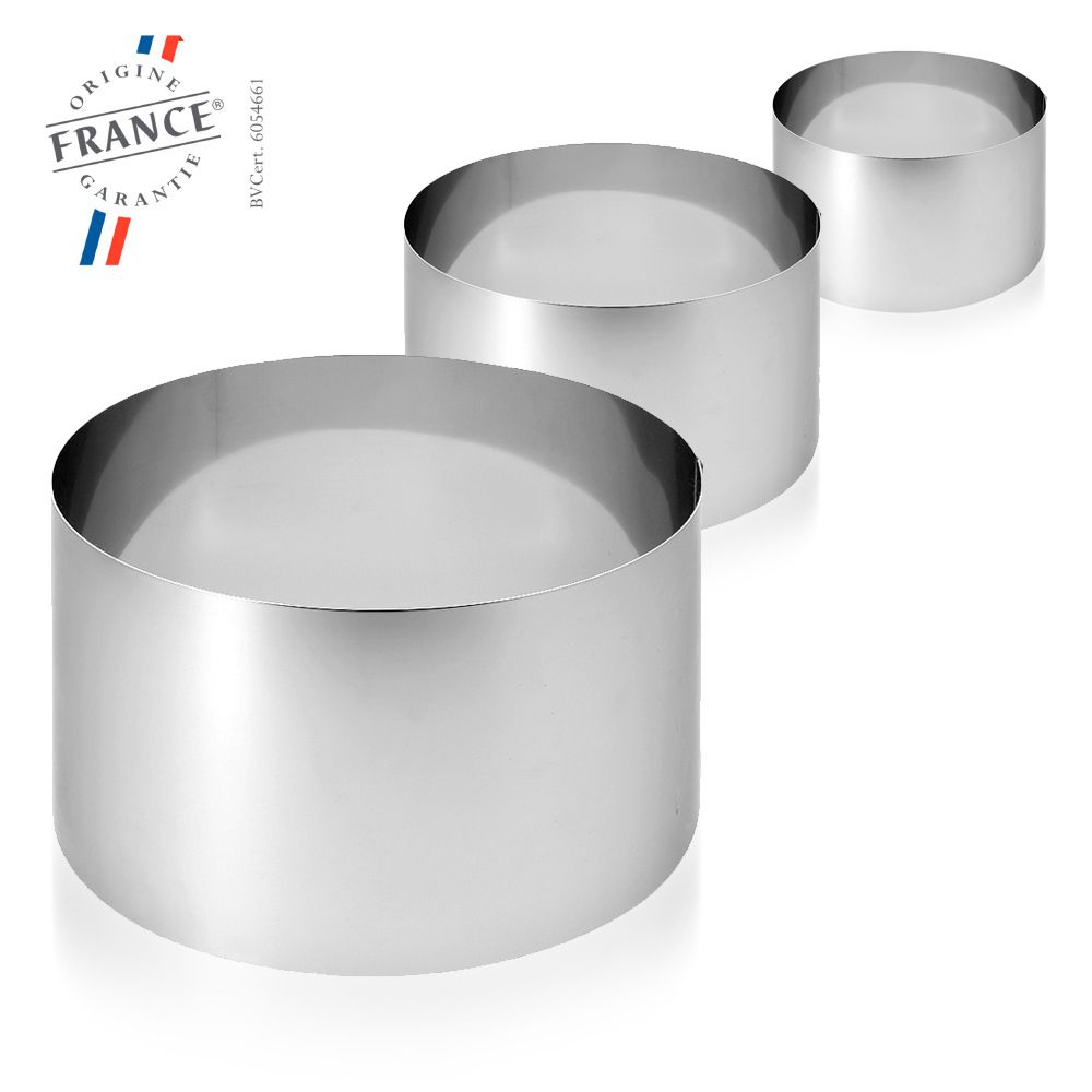 200x45mm De Buyer Mousse Ring for Baking Made of Stainless Steel 