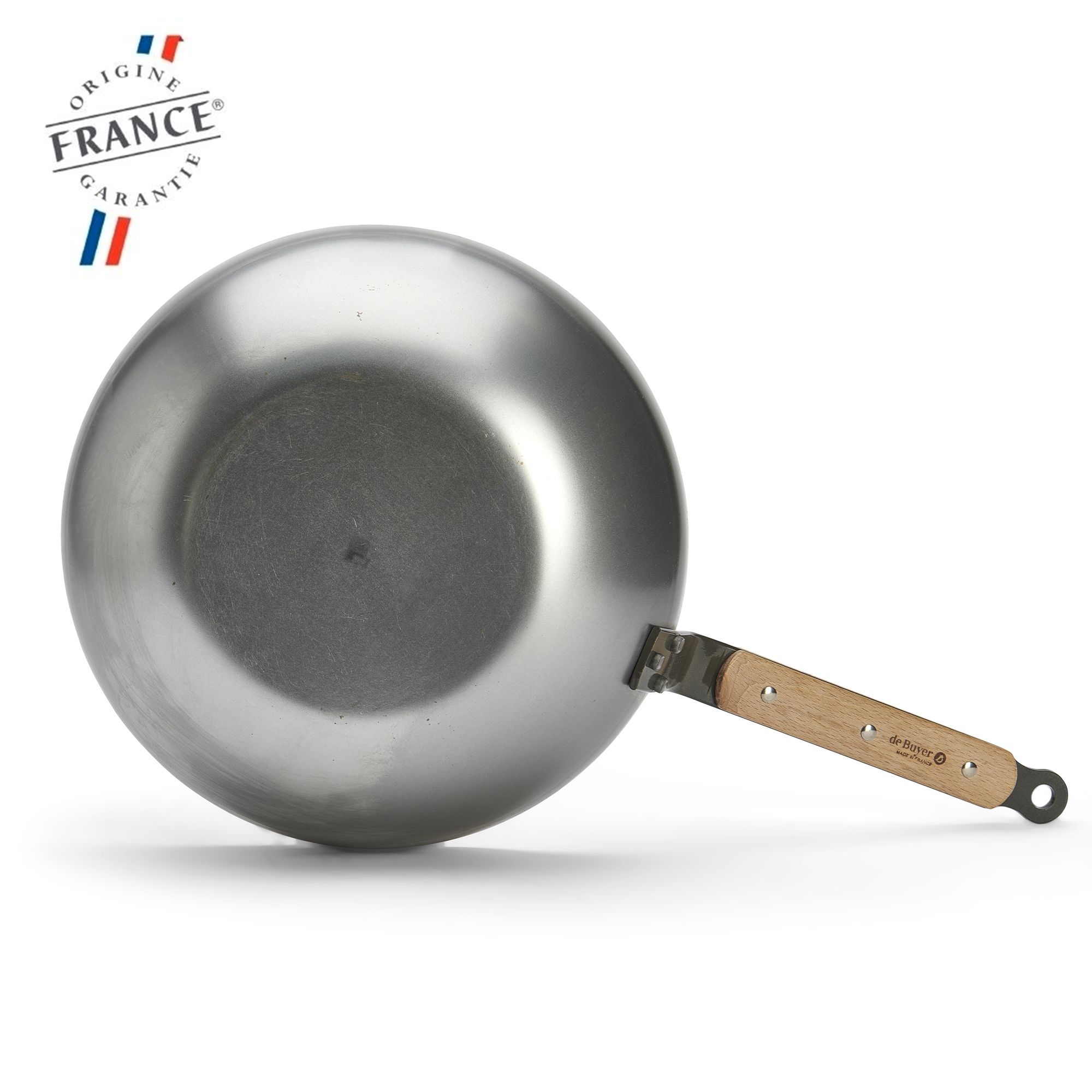 de Buyer - Mineral B Bois - Curved steel wok with handle