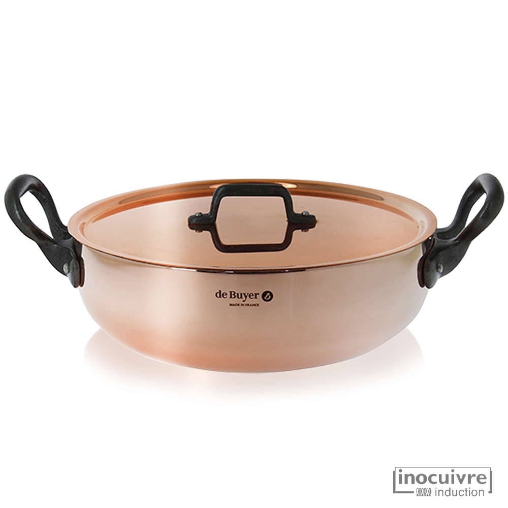 de Buyer - Niederer Bratentopf mit Gusseisengriffen und Deckel 28 cm de Buyer - Niederer Bratentopf mit Gusseisengriffen und Deckel 28 cm