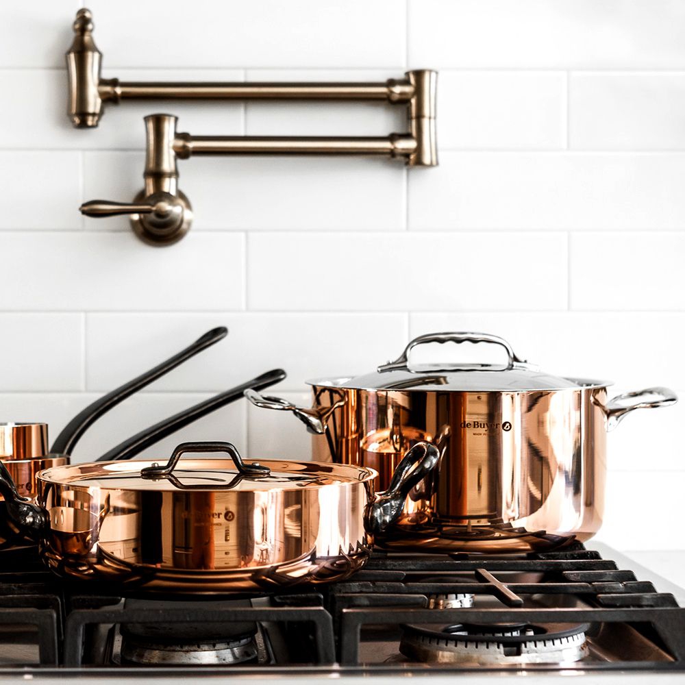 de Buyer - Round Lid in copper with brass handles