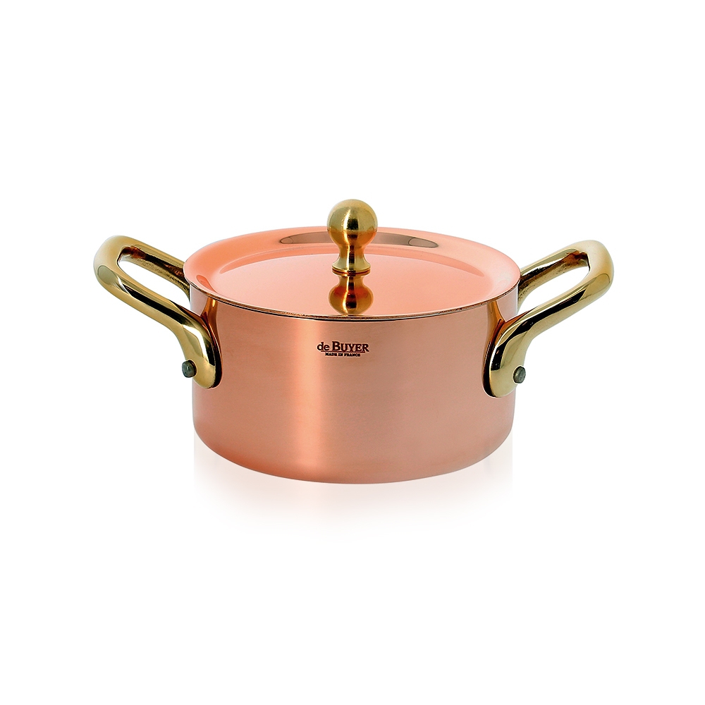 de Buyer - Round stewpan with lid - brass handles