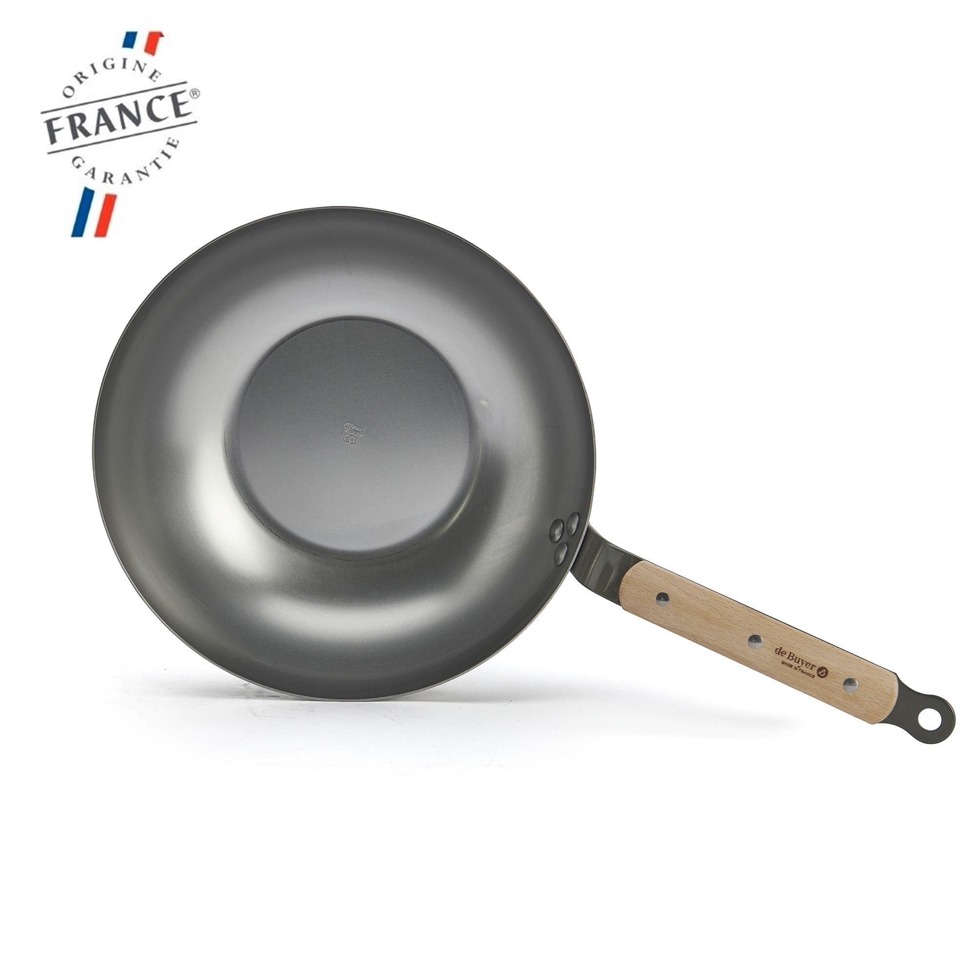 de Buyer - Mineral B Bois - Curved steel wok with handle